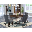 East West Furniture 5-Piece Kitchen Set in Mahogany/Platinum Gray