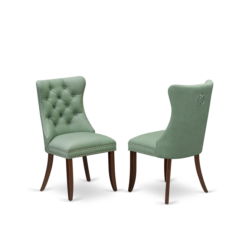 East West Furniture 5-Piece Dinette Set in Mahogany/Willow Green