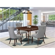 East West Furniture 5-Piece Dinette Set in Mahogany/Light Gray