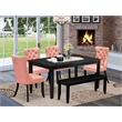 East West Furniture 6-Piece Dining Set in Black/Beige Red