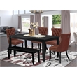 East West Furniture 6-Piece Kitchen Table Set in Black/Burgundy