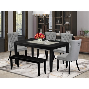 East West Furniture 6-Piece Kitchen Table Set in Black/Light Gray