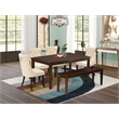 East West Furniture 6-Piece Dinette Set in Mahogany/Light Beige