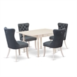 East West Furniture 5-Piece Dining Table Set in Linen White/Platinum Gray