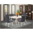 East West Furniture 5-Piece Dining Table Set in Linen White/Platinum Gray