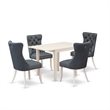 East West Furniture 5-Piece Dining Table Set for 4 in Linen White/Platinum Gray