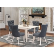 East West Furniture 5-Piece Dining Table Set for 4 in Linen White/Platinum Gray