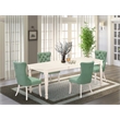 East West Furniture 5-Piece Kitchen Table Set in Linen White/Willow Green