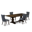 East West Furniture 5-Piece Kitchen Set in Distressed Jacobean/Platinum Gray