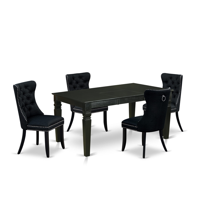 East West Furniture 5-Piece Dining Set in Black/Black