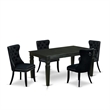 East West Furniture 5-Piece Dining Set in Black/Black