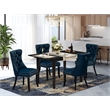 East West Furniture 5-Piece Dining Table Set in Black/Navy Blue