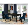 East West Furniture 5-Piece Dining Set in Black/Navy Blue