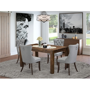 East West Furniture 5-Piece Kitchen Table Set in Light Gray/Distressed Jacobean