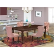 East West Furniture 5-Piece Dining Room Set in Mahogany/Beige Red