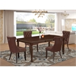 East West Furniture 5-Piece Dinette Set in Mahogany/Burgandy