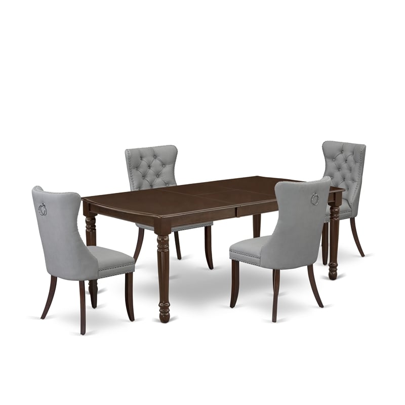 East West Furniture 5-Piece Dining Room Set in Mahogany/Light Gray