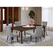 East West Furniture 5-Piece Dining Room Set in Mahogany/Light Gray