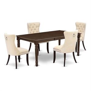 East West Furniture 5-Piece Kitchen Table Set in Mahogany/Light Beige