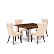 East West Furniture 5-Piece Kitchen Table Set in Mahogany/Light Beige