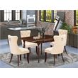 East West Furniture 5-Piece Kitchen Table Set in Mahogany/Light Beige