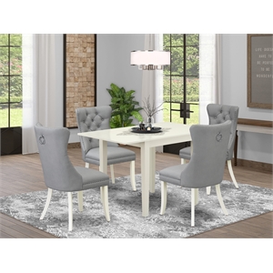 East West Furniture 5-Piece Kitchen Set in Linen White/Light Gray