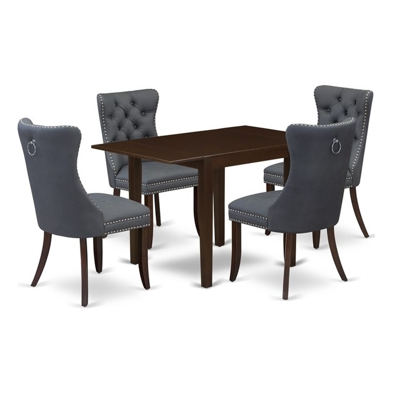 East West Furniture 5-Piece Kitchen Set in Mahogany/Platinum Gray