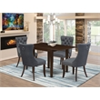 East West Furniture 5-Piece Kitchen Set in Mahogany/Platinum Gray