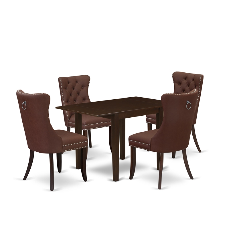 East West Furniture 5-Piece Dining Set in Mahogany/Black