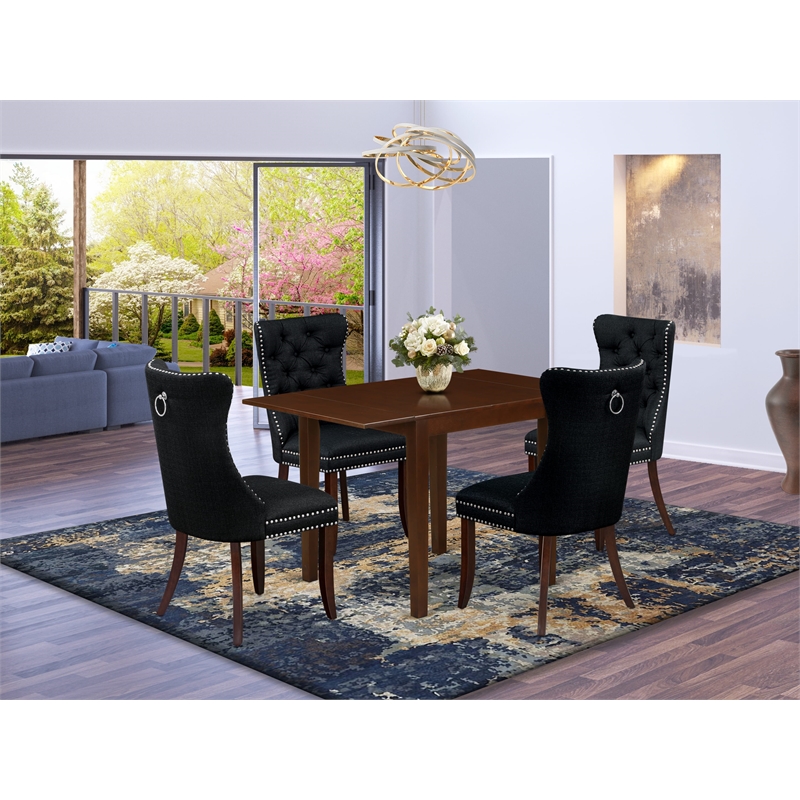 East West Furniture 5-Piece Dining Set in Mahogany/Black