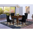 East West Furniture 5-Piece Dining Set in Mahogany/Black