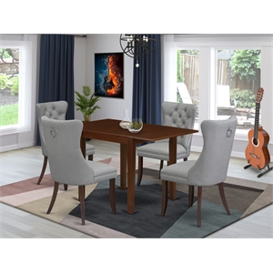 East West Furniture 5-Piece Dining Set in Mahogany/Light Gray