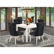 East West Furniture 5-Piece Kitchen Set in Linen White/Dark Gray