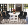 East West Furniture 5-Piece Dining Table Set in Linen White/Dark Gray