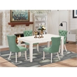 East West Furniture 5-Piece Kitchen Table Set in Linen White/Willow Green
