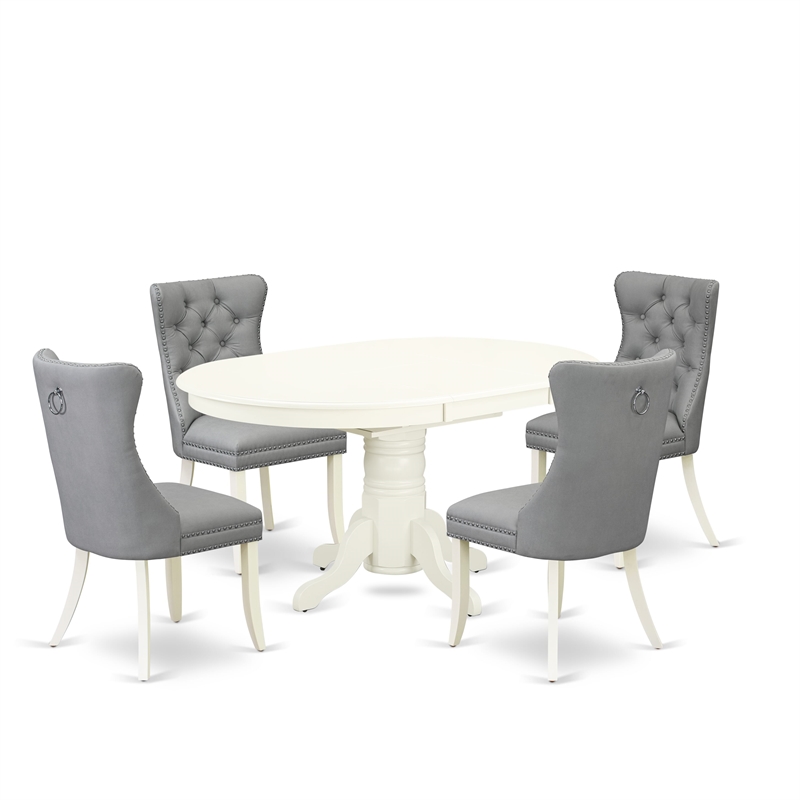 East West Furniture 5-Piece Dining Set in Linen White/Light Gray