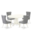 East West Furniture 5-Piece Dining Set in Linen White/Light Gray