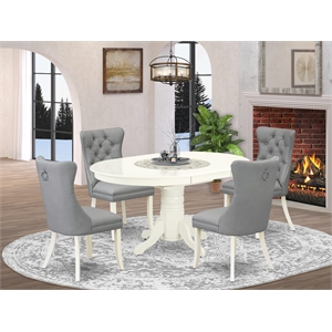 East West Furniture 5-Piece Dining Set in Linen White/Light Gray