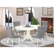 East West Furniture 5-Piece Dining Set in Linen White/Light Gray