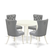 East West Furniture 5-Piece Dining Room Set in Linen White/Light Gray