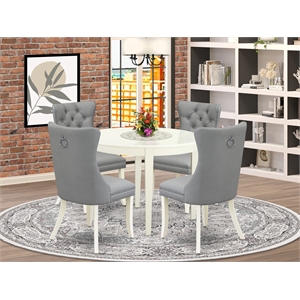 East West Furniture 5-Piece Dining Room Set in Linen White/Light Gray