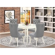 East West Furniture 5-Piece Dining Room Set in Linen White/Light Gray