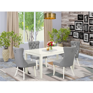 East West Furniture 5-Piece Kitchen Table Set for 4 in Linen White/Light Gray