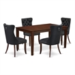 East West Furniture 5-Piece Kitchen Table Set in Mahogany/Dark Gray