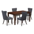 East West Furniture 5-Piece Kitchen Table Set in Mahogany/Platinum Gray