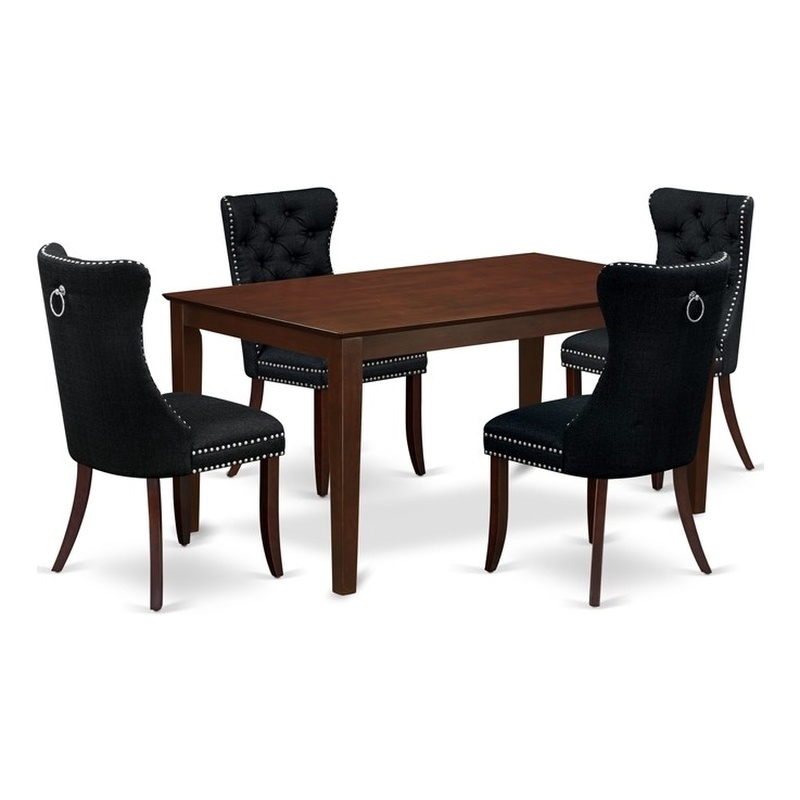 East West Furniture 5-Piece Kitchen Table Set in Mahogany/Black