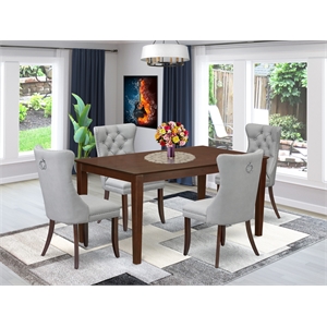 East West Furniture 5-Piece Dining Table Set  in Mahogany/Light Gray