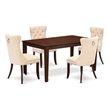 East West Furniture 5-Piece Kitchen Table Set in Mahogany/Light Beige