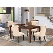 East West Furniture 5-Piece Kitchen Table Set in Mahogany/Light Beige