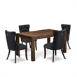 East West Furniture 5-Piece Dining Table Set in Distressed Jacobean/Dark Gray